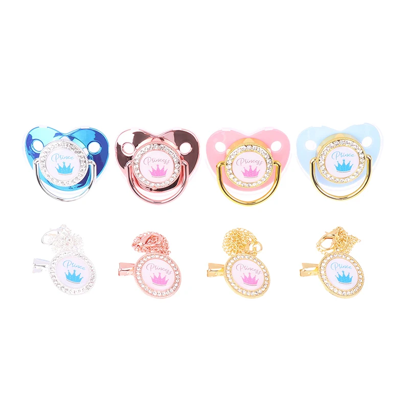 1Pc Sparkle Crown Pacifier Clip Chain Set Baby Shower Gift Silicone Newborn Dummy Toddler Teether Baby Soother Nipple