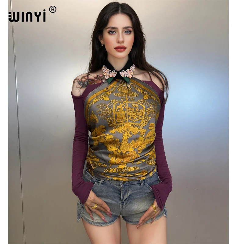 WINYI 2025 Elegant Printed Summer Boho Bikini Cover-ups Sexy Beach Wear Silk feeling comfortable high quality holiday Women Top
