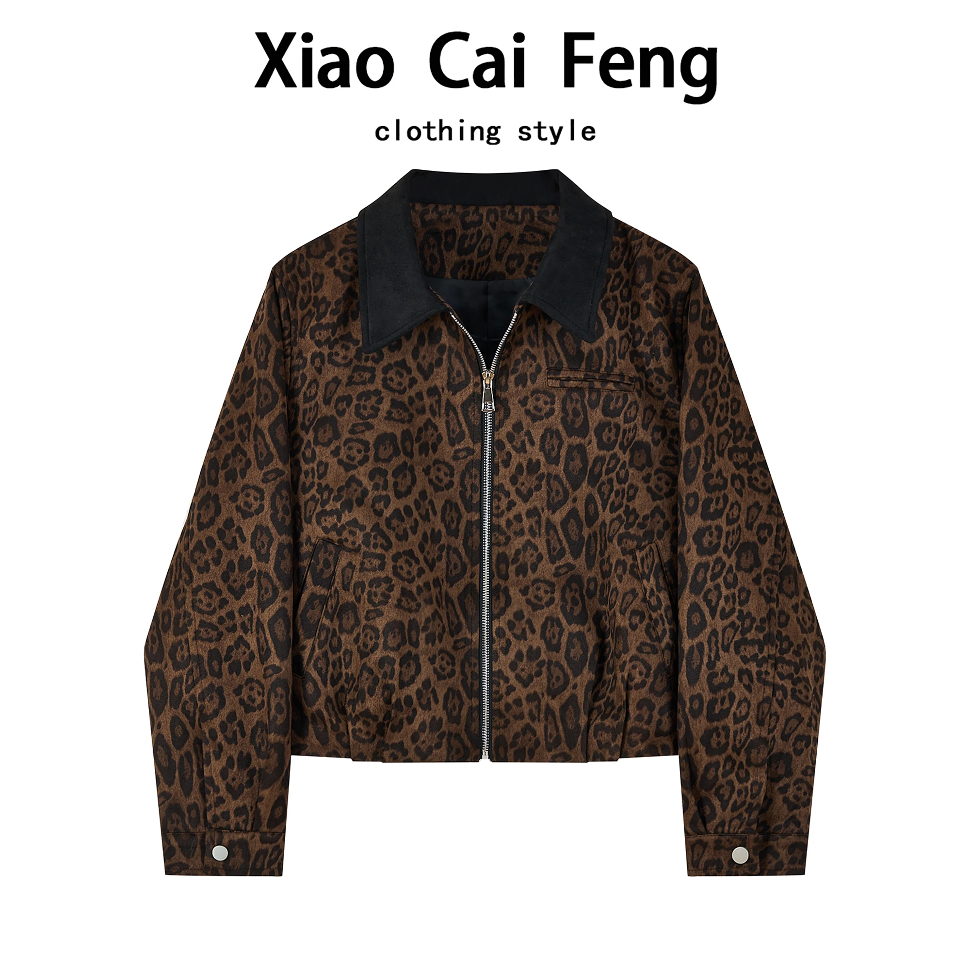 السيدات ort Jaet 2025 موسم الخريف تصميم جديد الربط اللون Colion ليوبارد نمط عادية فضفاضة تناسب سستة إغلاق #1