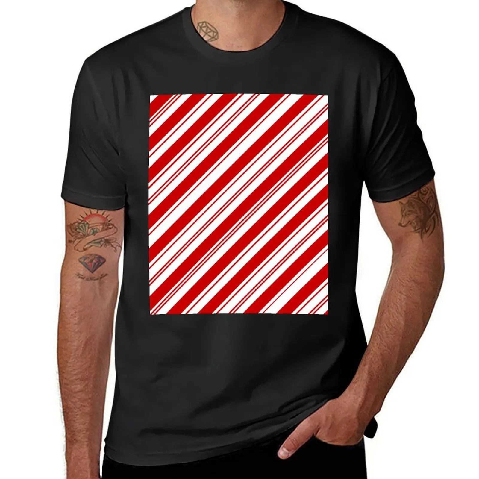 ugliest 1980s Merry Xmas peppermint stick red white Christmas Candy Cane T-Shirt graphics clothes for men