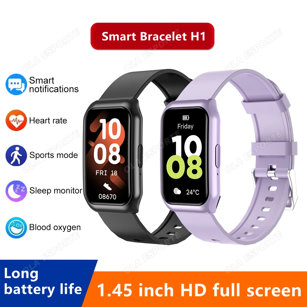 

Новая глобальная версия Смарт-браслет Вседневный мониторинг сердечного ритма и кислорода в крови 1,45-дюймовый AMOLED-экран BT Call Smartband Длительный срок службы батареи