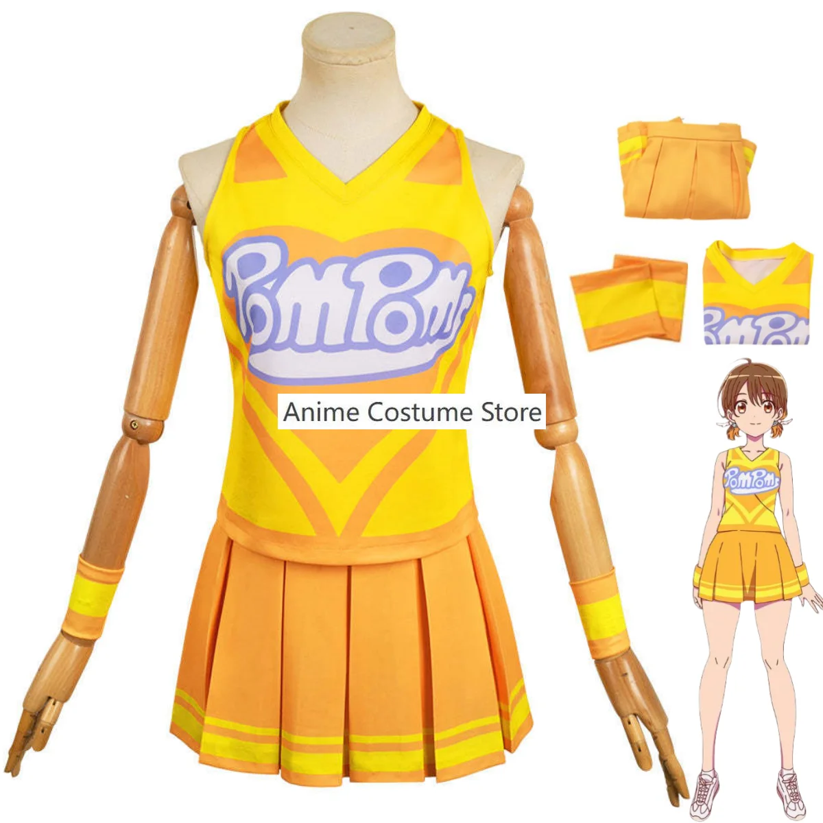 

20240 New Anime Anna Aveiro Na-Nare Cosplay Costume Hana-Nare Cheerleading Team Yellow Skirt Woman Sexy Kawaii Campus Suit