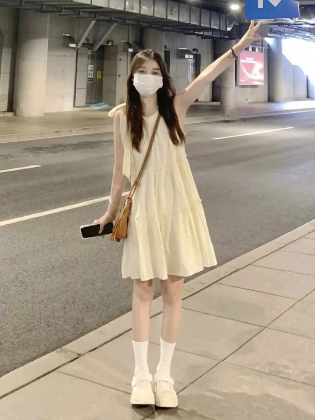 2024 Summer New Small Size Strapl Ne Hanging Beach Dr Women's Faion Fairy T Beach Skirt Korean Sle High Waist ...