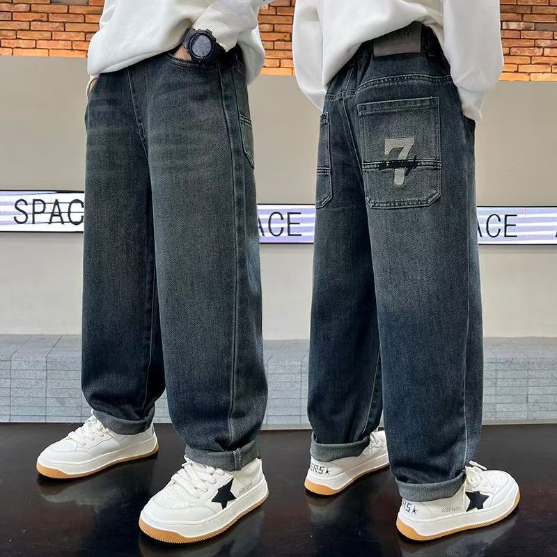 Children Boys Jeans UNITIM 2026 Autumn Young Teens Boys Denim Pants Loose 4-14Yrs Kids Boys Striaght Pants Junior Boy Trousers
