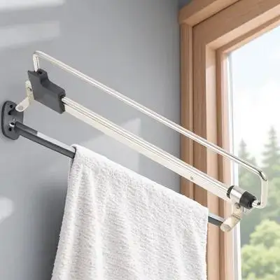 Picture 7: 1Set Heavy Duty Telescopic Hanger Storage Rack for Wardrobe Closet Bathroom Laundry Organizer Clothes Rail Space Saving Rack