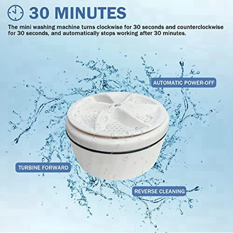 Mini machine à laver portable Spin ABS, lave-linge turbo USB pour la maison, les affaires, les voyages, l'université, montres, appartement-blanc