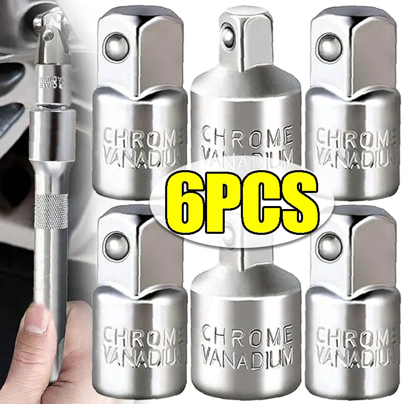 Adaptadores de enchufe, adaptador de llave de trinquete, volante grande de 1/2 ", 3/8", convertidor de enchufe de volante medio, juegos reductores de cabeza de manga, 1/6 Uds.