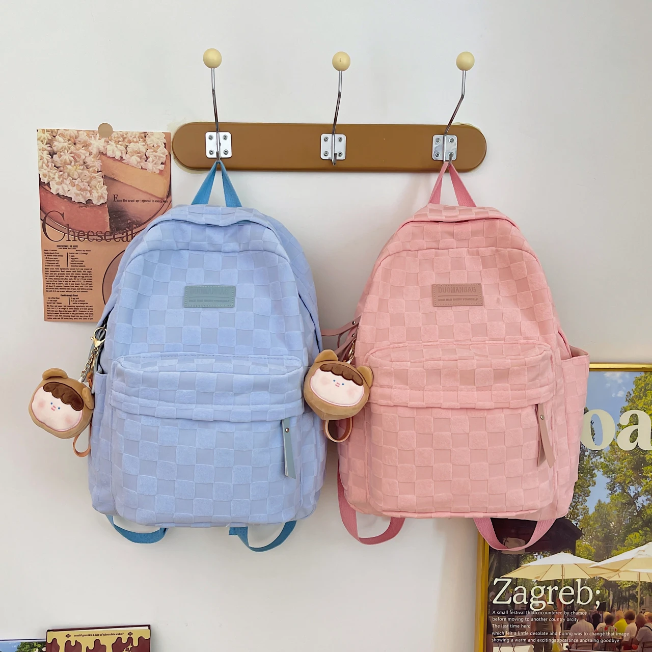 Mochila de nailon de gran capacidad para mujer, bolso escolar para estudiantes de secundaria, con múltiples bolsillos