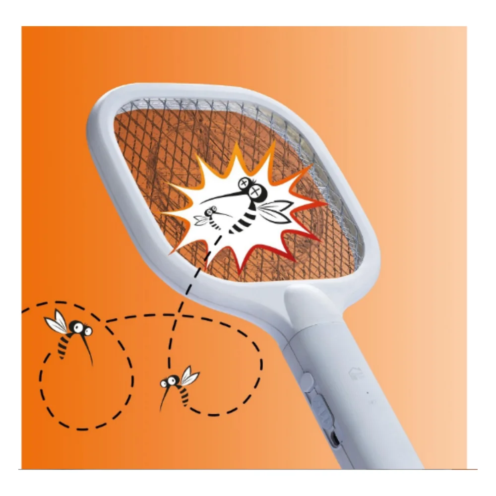 Fly Killer Rechargeable Racket House Practical HP13 White Electric Fixing Stand User Manual Function Button Easy to Carry High Quality Useful Household Appliance That Lasts Mosquito Bites and Gives Shock Discount