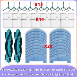 Fit For (Mova E20 Plus, Liectroux M70 Pro, Honor Choice R3/S3 Plus,Proscenic Q8 Max,Ultenic T10 Lite) Parts Brush Filter Mop