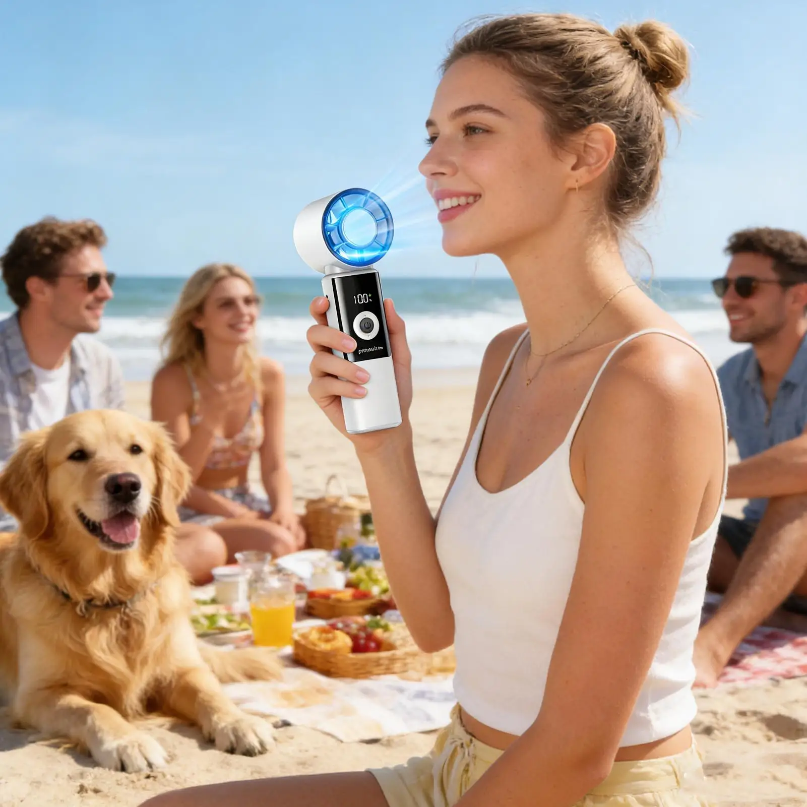 

Handheld Fan Folding Rechargeable Quiet Cooling Small Electric Personal Fan Handheld for Indoor Outdoor Summer Travel Vacation