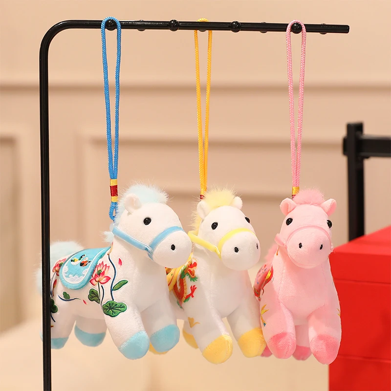 

New Horse Key Chain Mini Horse Pendant Keychain Plush Toy Horse Gift Set For Good Luck Home Decor Cute Chinese Zodiac Ornament