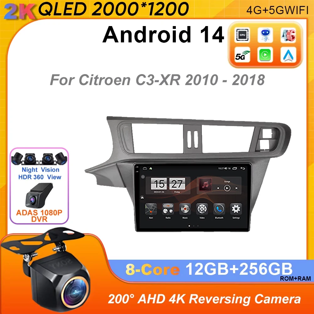 

Android 14 Car Radio Multimedia Video Player Navigation GPS For Citroen C3-XR 2010 - 2018 Carplay BT WIFI Head Unit Stereo dvd