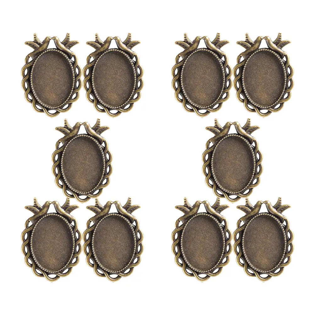 50Pcs Metal Pendant Trays Vintage Oval Shape Alloy Blank DIY Jewelry Bezels for Custom Necklace Making DIY Jewelry Tray view 3