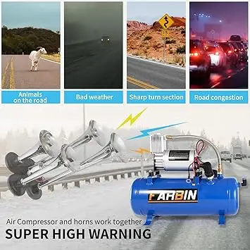 

150 PSI 1.6gal Air Compressor with Air Tank 12V Air Pump for Train Horn, Air Horn, Inflating Tires, Air Mattresses