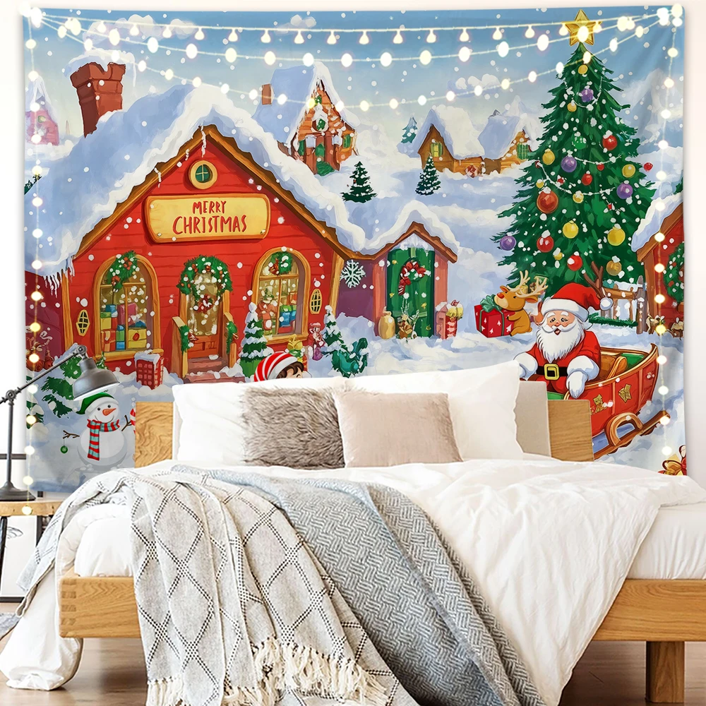 1 Pc Christmas Tapestry,  Decoration  Banner Arctic Village Photo Booth Background  Decoration