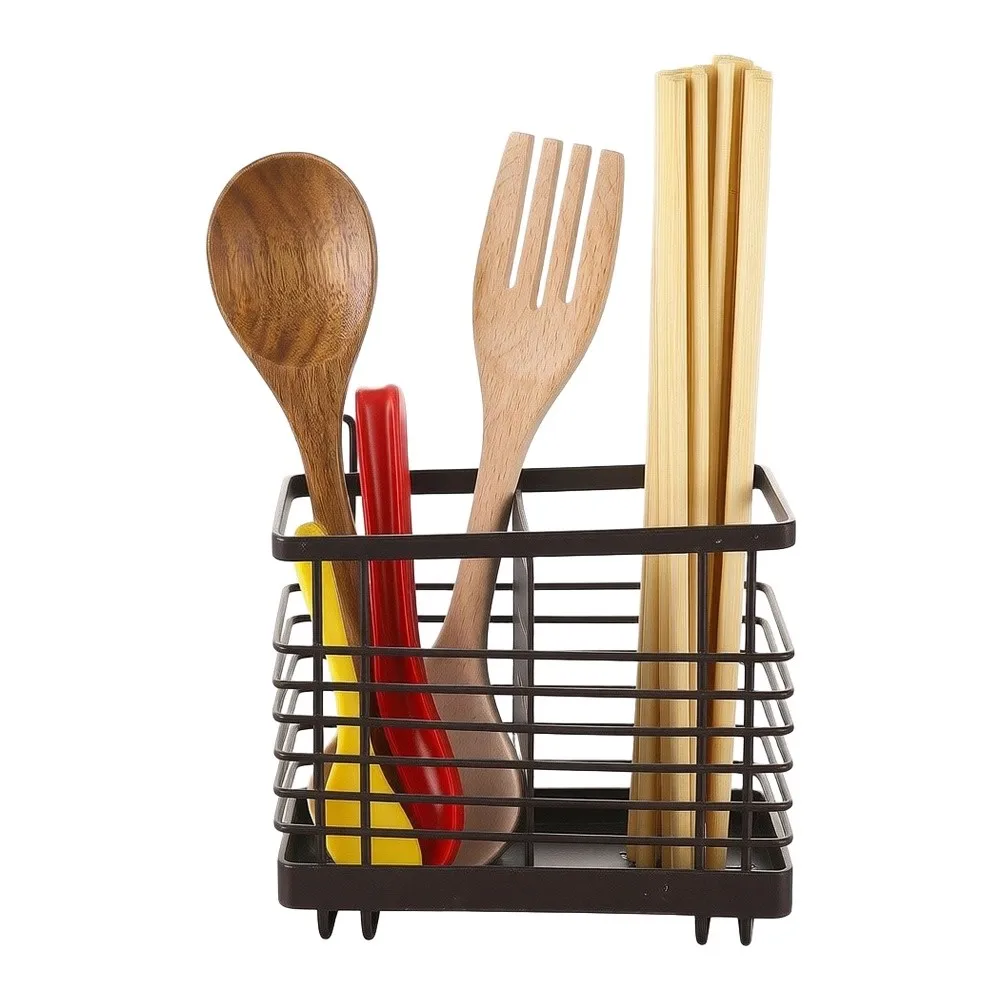 Sturdy Carbon Steel Kitchen Cutlery Drain Rack with Removable Chassis and Hook for Efficient Drying and Organization