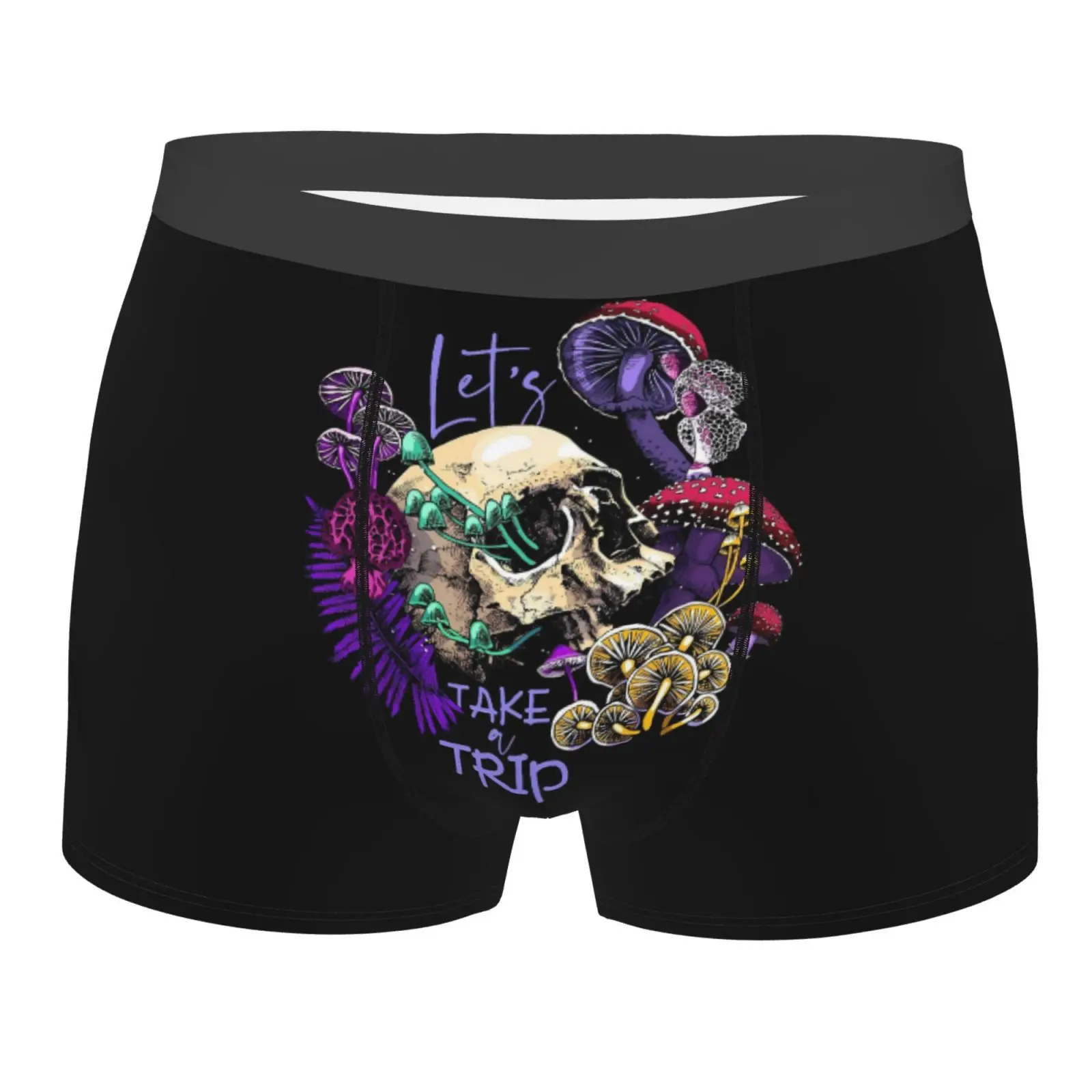 

Волшебные психоделические грибы и черепа с принтом, нижнее белье, мужские эластичные трусы-боксеры, шорты, мягкие сексуальные трусы для мужчин