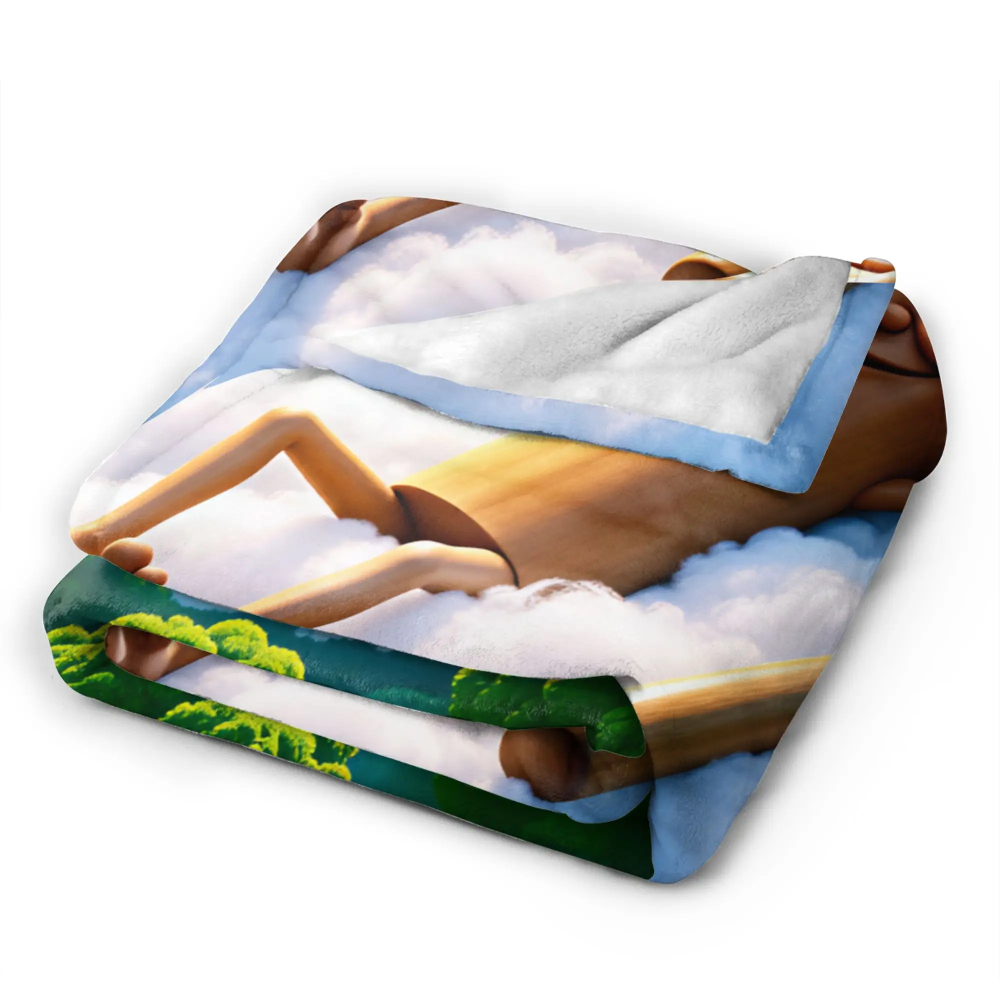 Soft Bedding Throws Tung Tung Sahur Rainbow Cloud Heaven Meme Blanket Flannel Bedspread For Couch Chair Casual Sofa Bed Cover