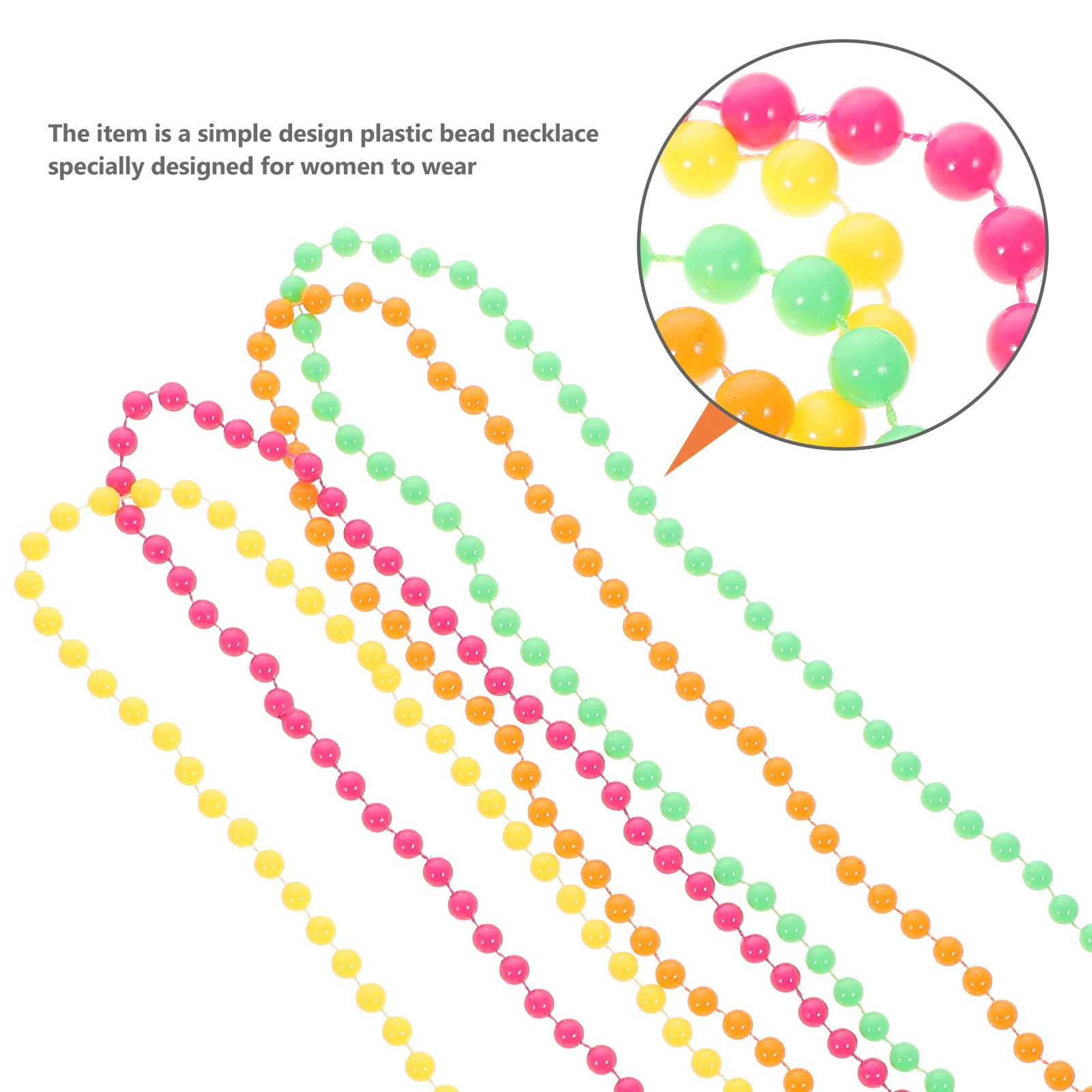 

1Set Four Color Neon Bead Necklace Retro Plastic Ball Chain Party Dress Accessories Colorful Beaded Necklace Neon Bead Bracelets