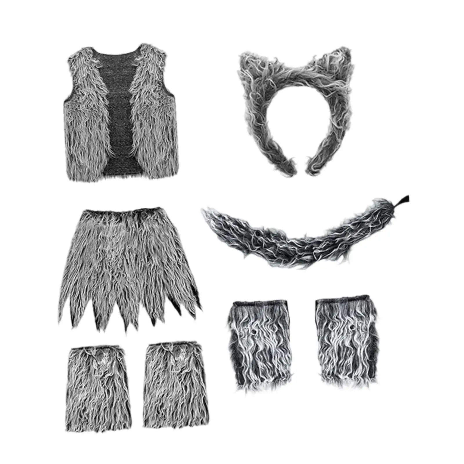 Kids Wolf Costume Set Cosplay Costume Accessories for Party Performance