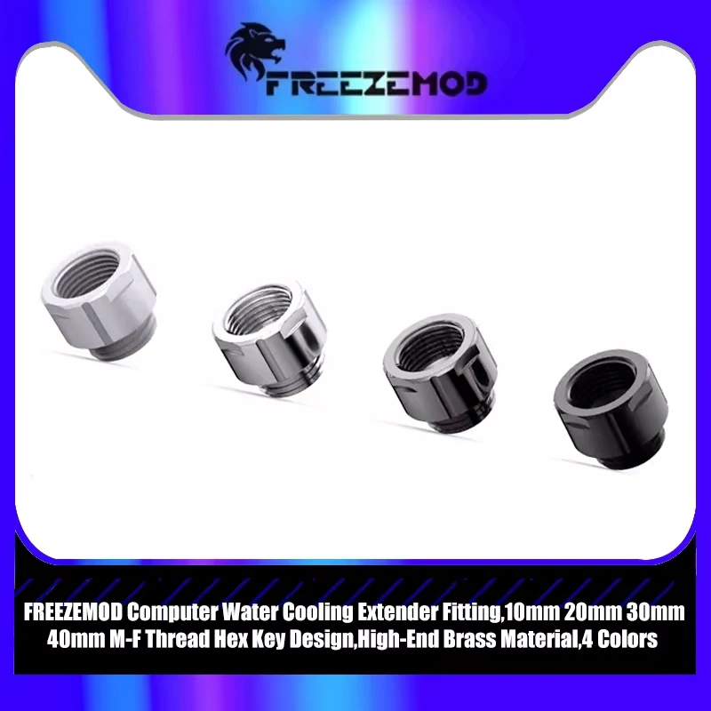 Freezemod M-F Extender Connector 10/20/30/40MM Hexagonal Fixed ,G1/4 Female to Male Adapter Brass Extension Fitting, 4 Colors
