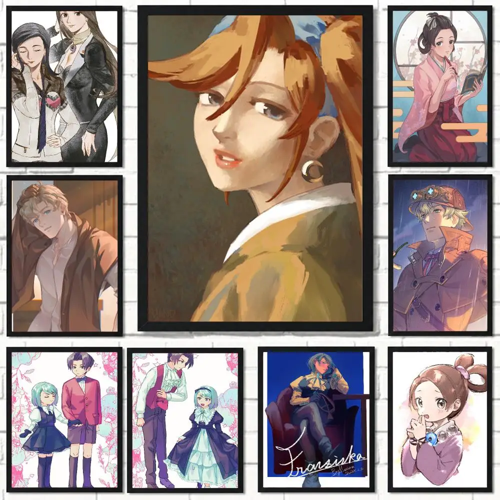 anime A-Ace Attorney-Y Poster Self Adhesive Wall Decor for Modern Home Cafe Office and Bar