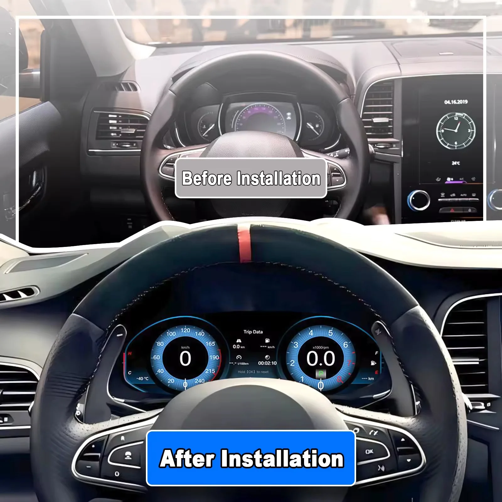 12.3" Carplay Auto Digital Instrument Cluster For Renault Koleos Megane 4 Samsung SM6 Talisman 2016-2019 Screen Dashboard meter view 3