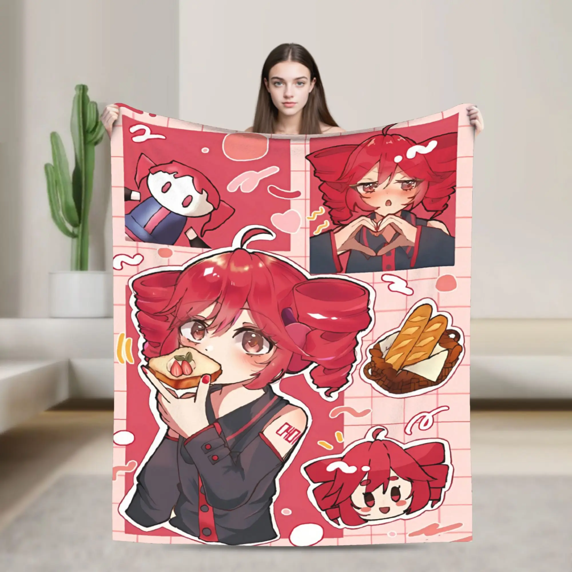 Kasane Teto Scrapbook Manga Blanket  Super Soft Plush Throw Blanket For Couch Chair Sofa Bed Travel Flannel Bedspread Bed Cover