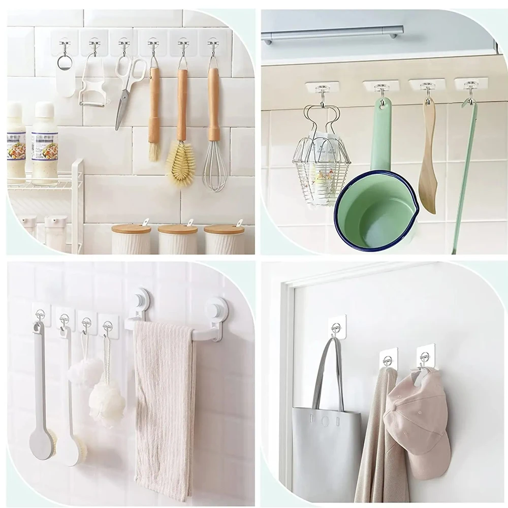 Transparent Steel Strong Adhesive Hooks Storage Hanger for Kitchen Bathroom Door Wall Sticky Hanging Hook Plug Socket Holder