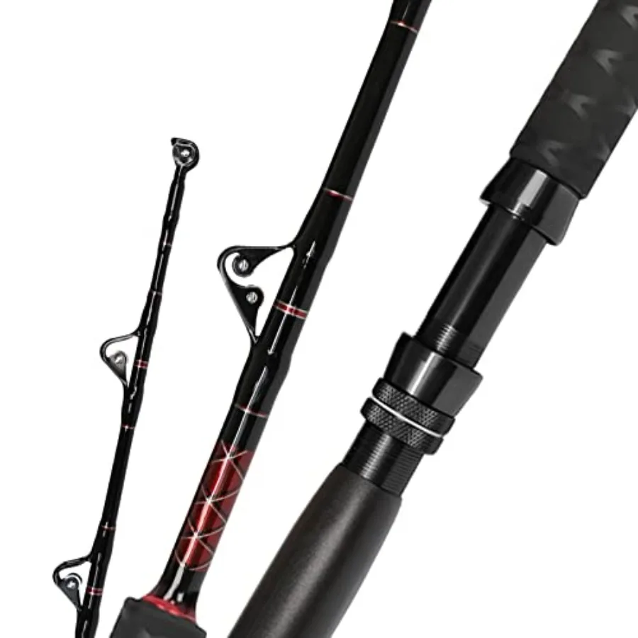 

Saltwater Fishing Trolling Rod 1Piece Heavy Duty Roller Rod Big Game Conventional Boat Fishing Pole with Roller Guides