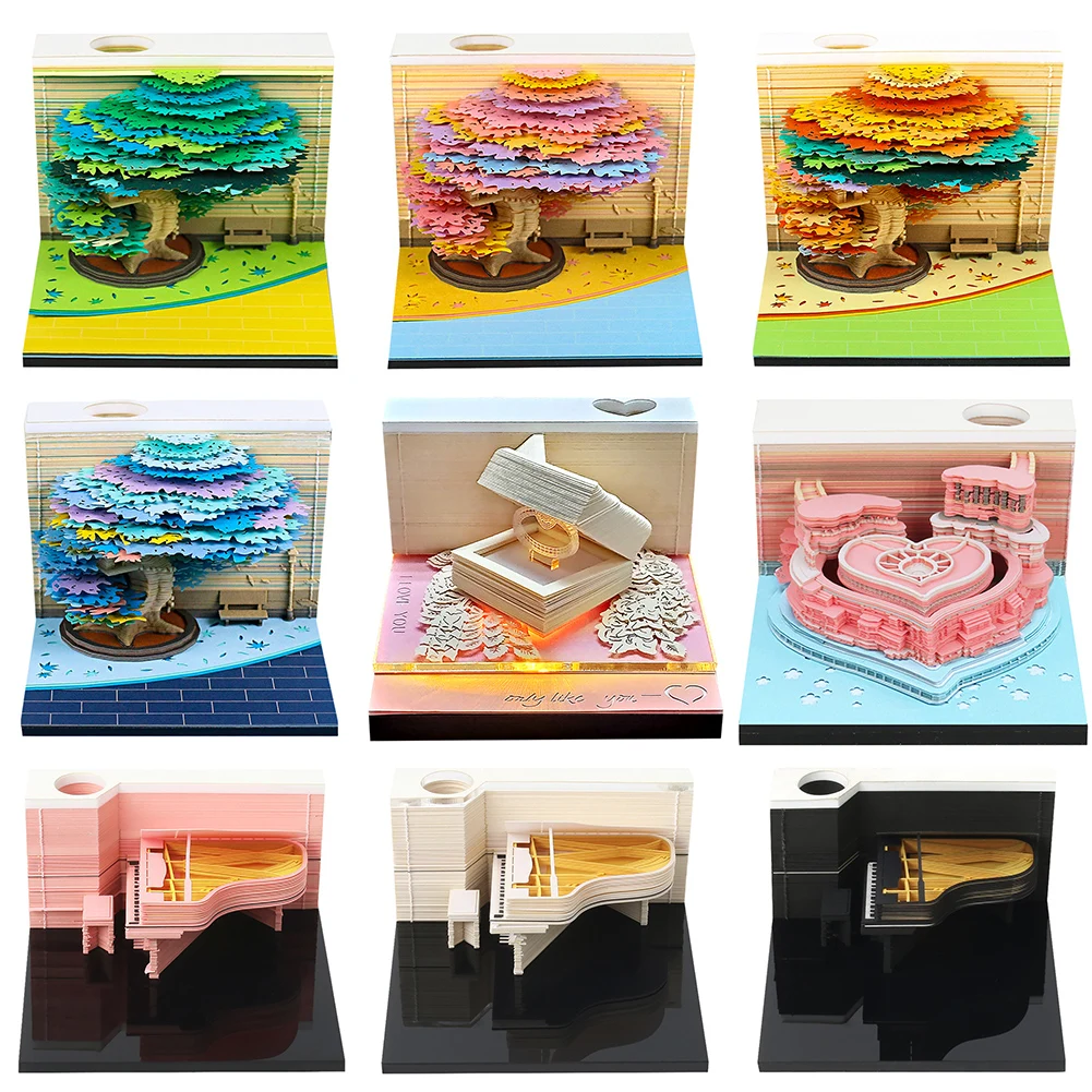 3D Desk Calendar 2025 Time Piece Calendar Decorative Tear-Away 3D Paper Art Notepad Multi-Function for House Sculpture Present