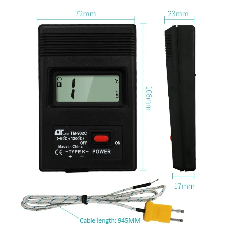 TM-902C K Type Digital LCD Temperature Detector -50℃ to1300℃ Thermometer Industrial Thermodetector Meter + Thermocouple Probe