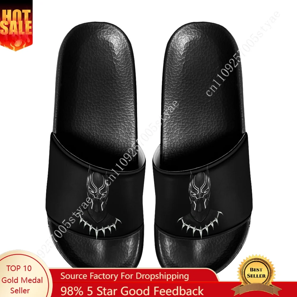 Marvel Black Panther T'Challa Wakanda Slippers Home Water Shoes Men Women Teenagers Beach Pool Sandals Custom Summer Slipper