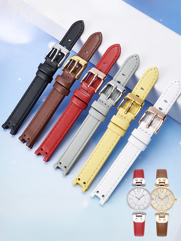 

Женские ремешки для часов из натуральной воловьей кожи без пыли 12x6 14x8 мм для Anne Klein AK2156 AK2157 AK2618, дышащий ремешок с вогнутым интерфейсом