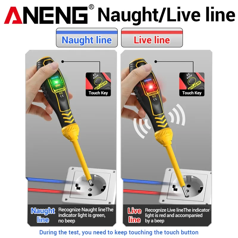 ANENG B18 Screwdrivers Word/cross Neon Bulb Indicator Pocket Beep Alarm Tester Pen NCV AC 450V Voltage Induction Meter Test Tool