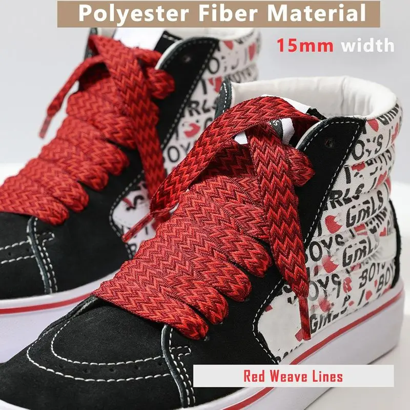 1,5 cm breite, dicke Schnürsenkel für Sneaker – Fette Schnürsenkel zum Austausch, zweifarbiges Muster, Unisex-Schuhzubehör – Detail 8