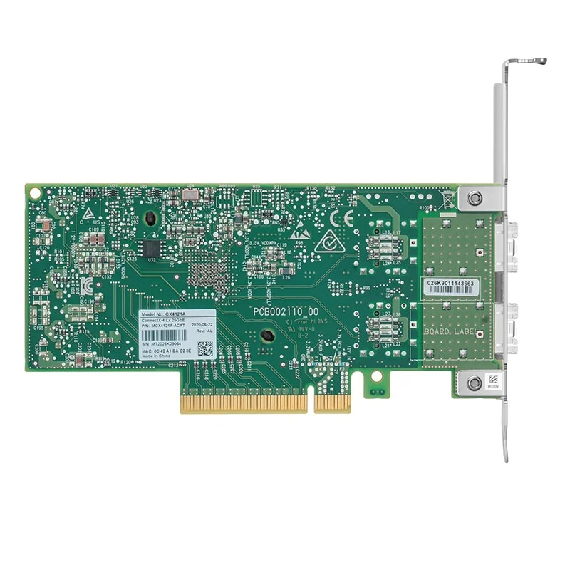 MCX4121A-XCAT CX4121 CX4111A Mellanox ConnextX-4 25 기가비트 이더넷 카드, PCI-E 3.0 NIC, 25G 트랜시버 모듈 포함