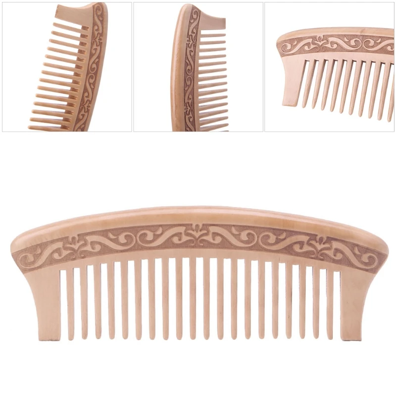 652F Pente dente largo natural pêssego massagem beleza cuidados com os cabelos