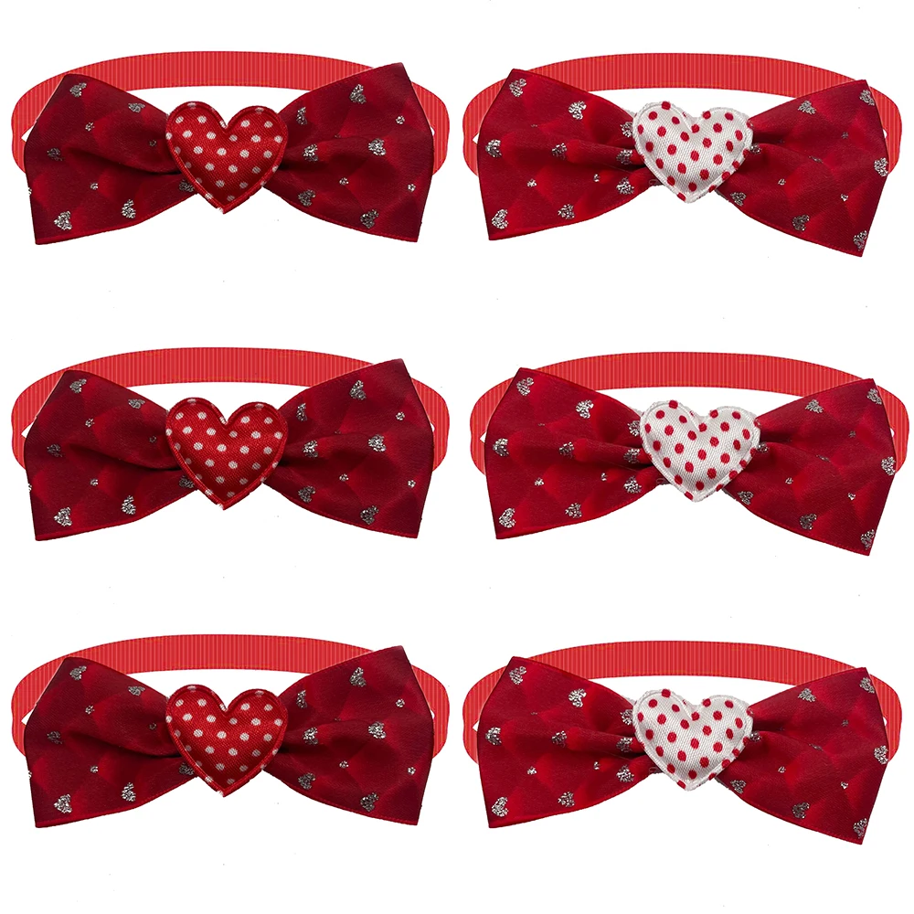 50/100pcs Cute Dog Bow Tie Love Style Pet Supplies Valentine\'s Day Small Dog Bowtie Pet Dog Cat Bowties Small Dog Red Bows