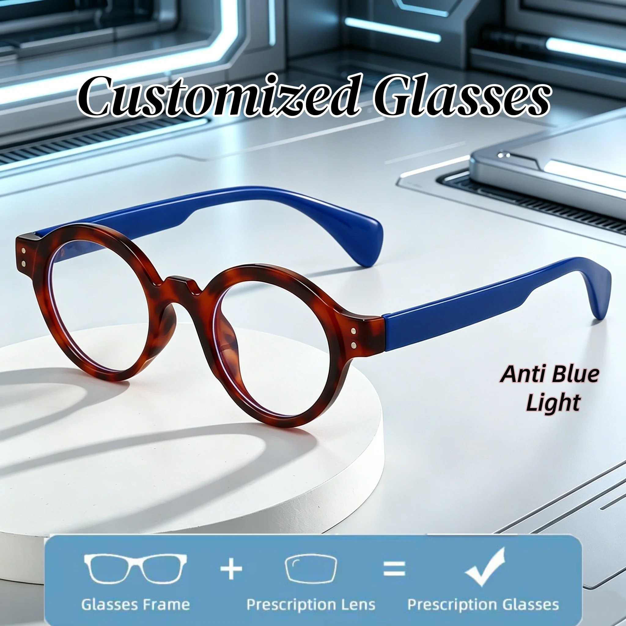 

Retro Fashion Customized Anti Blue Light Prescription Presbyopia Glasses High Definition Ultra Light Reading Eyeglasses Unisex