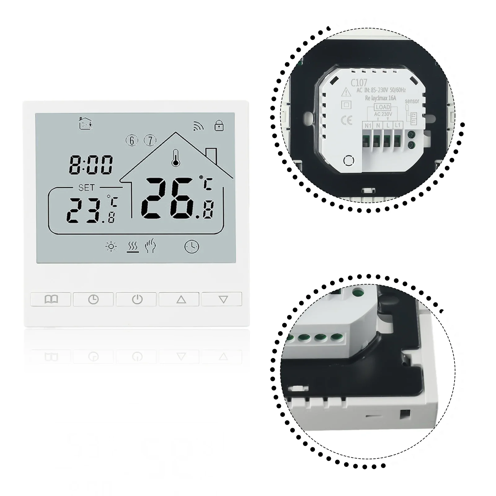 

Reliable Floor Thermostat AC 85V 230V Compatibility Wifi and No wifi Options Precise Temperature Regulation