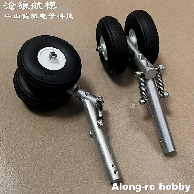 Amortisseur à Double ressort D4 ou M4, 98--158mm, train d'atterrissage à genoux, deux roues en PU pour avion RC 3-4kg, pièce de bricolage