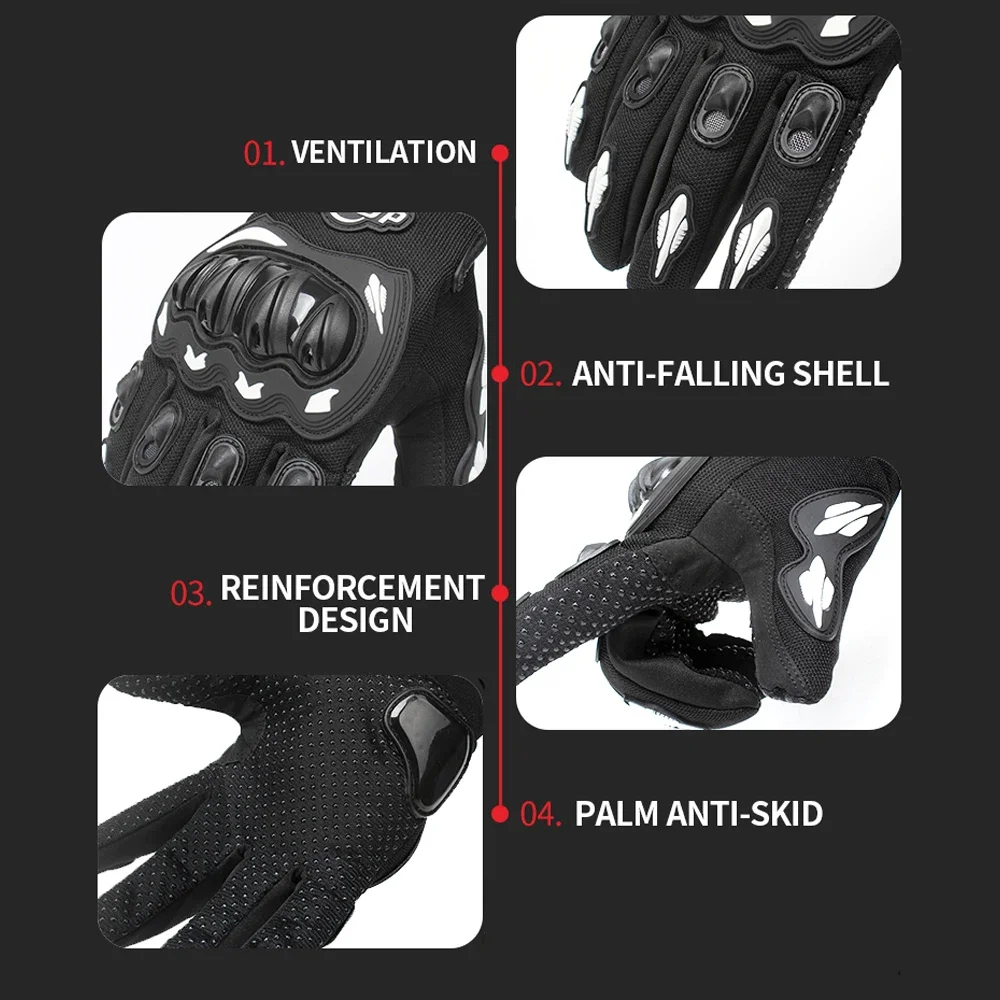 1Pair Breathable Mesh Motorcycle Gloves, Touchscreen Protective Motorbike Gloves for Men & Women BMX ATV MTB Riding, Road Racing