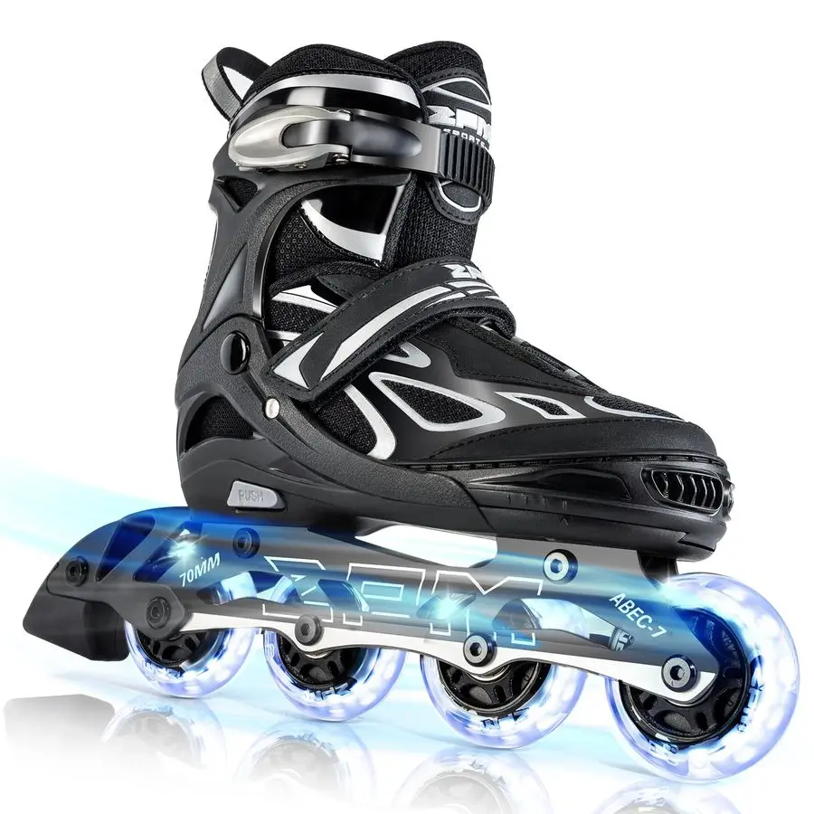 

Vinal Girls Adjustable Flashing Inline Skates, All Wheels Light Up, Fun Illuminating Skates for Kids Men Adult Women and Boys