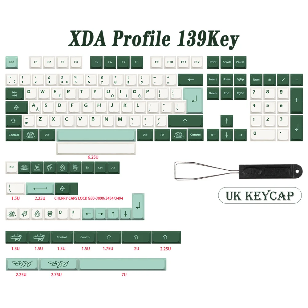 Imagem -04 - Gmk-key Botânico Keycap Iso Dye Sub Keycaps para Tkl Gk61 Gmmk Pro 7u Azerty Keyboard Cap Pbt Xda Perfil Alemão Francês Espanha