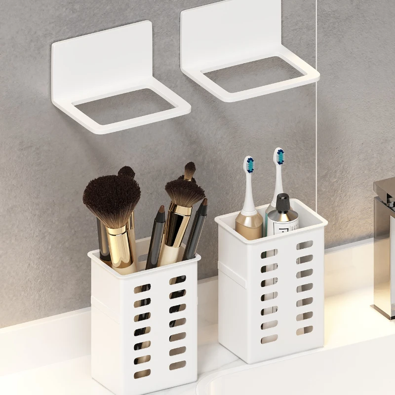 Wall-mounted Storage Rack Punch-free Draining Basket Storage Box Chopstick Cage Household Hanging Basket for Cosmetics image 5
