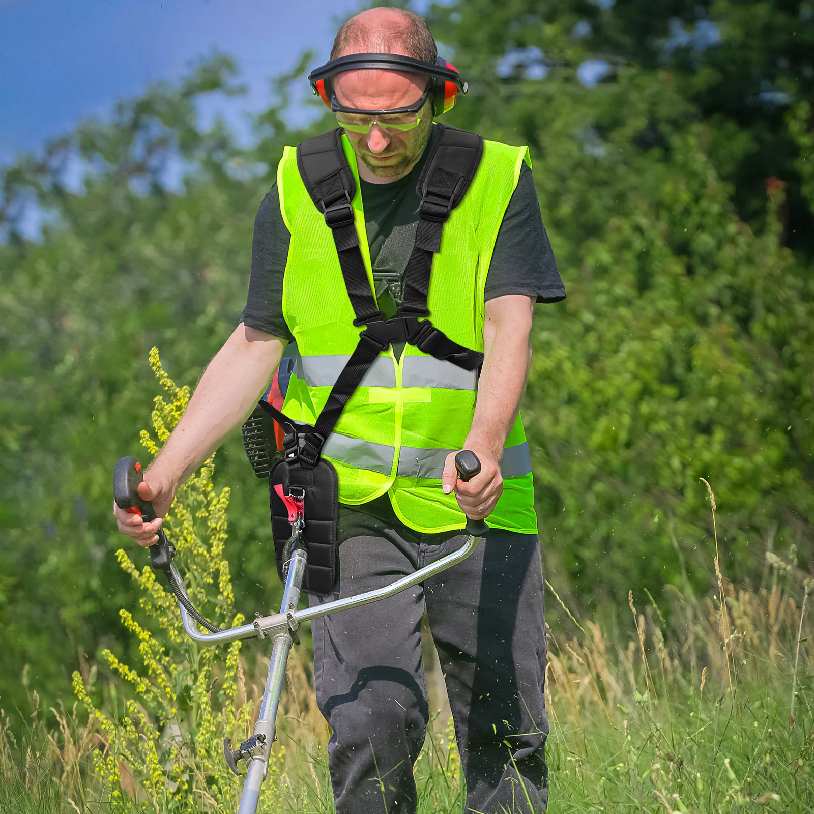 

Universal Double Shoulder Harness Strap For Brush Cutter Grass Trimmer Adjustable Waist Belt Clamps Durable Comfortable