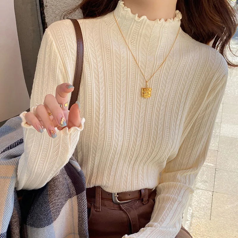 

Вязаный свитер, женские пуловеры, новый белый вязаный свитер с длинным рукавом, пуловер, женские топы, свитера Sueters De Mujer Q986