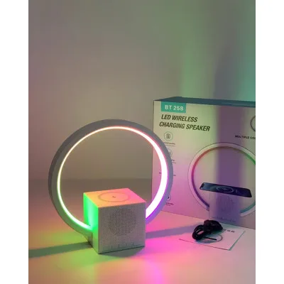 New Round Bedside Smart Ambience Light Bluetooth Speaker Wireless Charger Bedroom Living Room Decoration Desktop Home Decor Gift